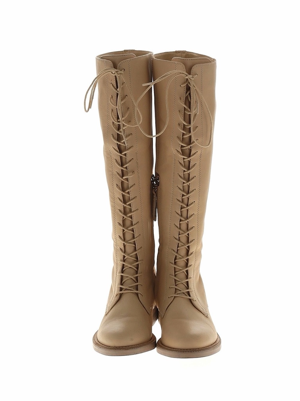 Sam Edelman Tall Lace-Up Riding Boots in Beige - Picture 3 of 6